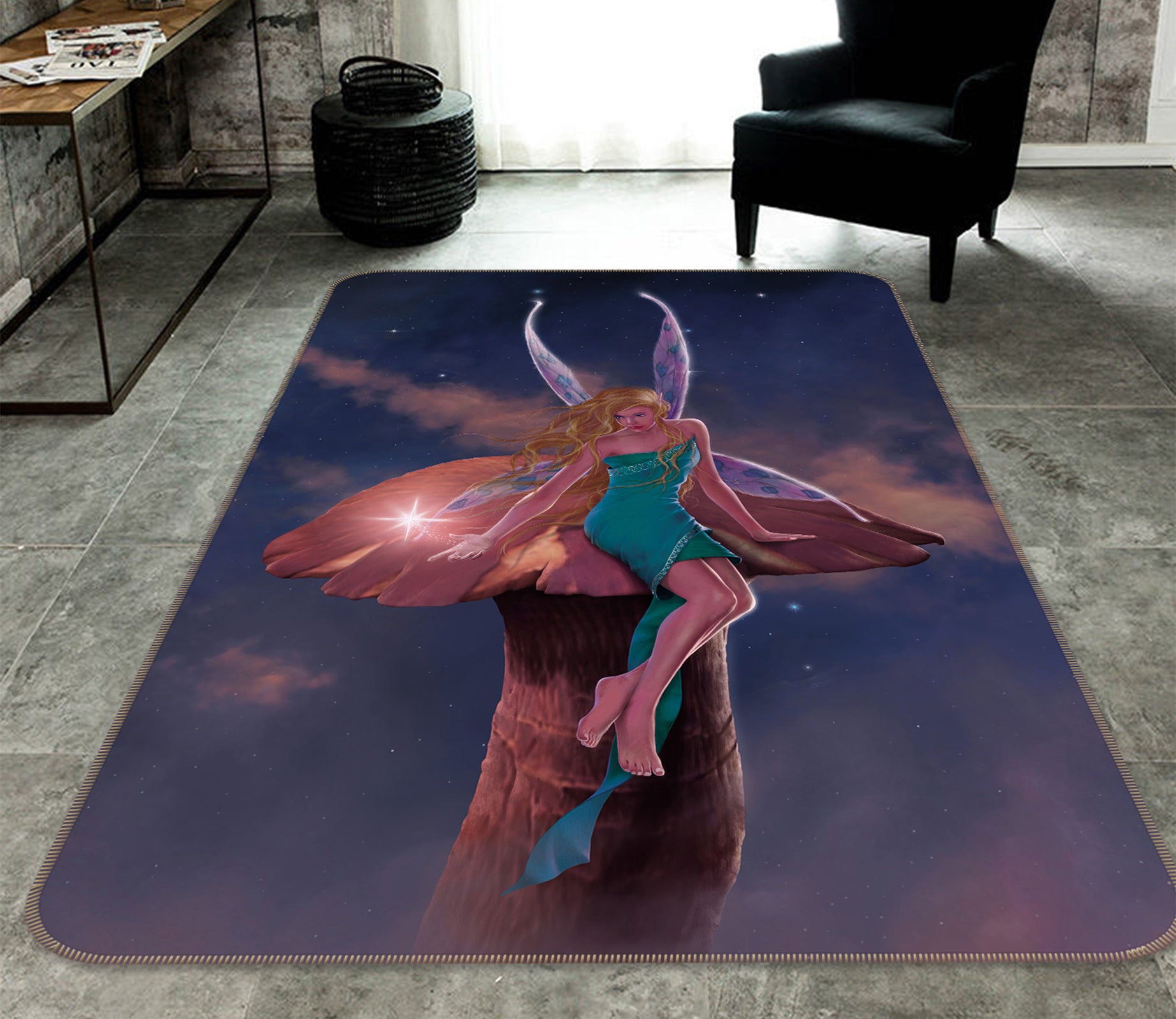 3D Mushroom Wizard 84190 Vincent Hie Rug Non Slip Rug Mat