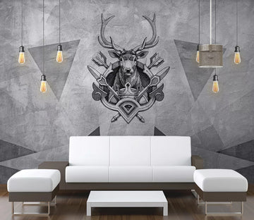 3D Black Deer Head WC2099 Wall Murals