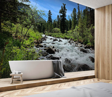 3D Forest Stone River 56 Wall Murals Wallpaper AJ Wallpaper 2 