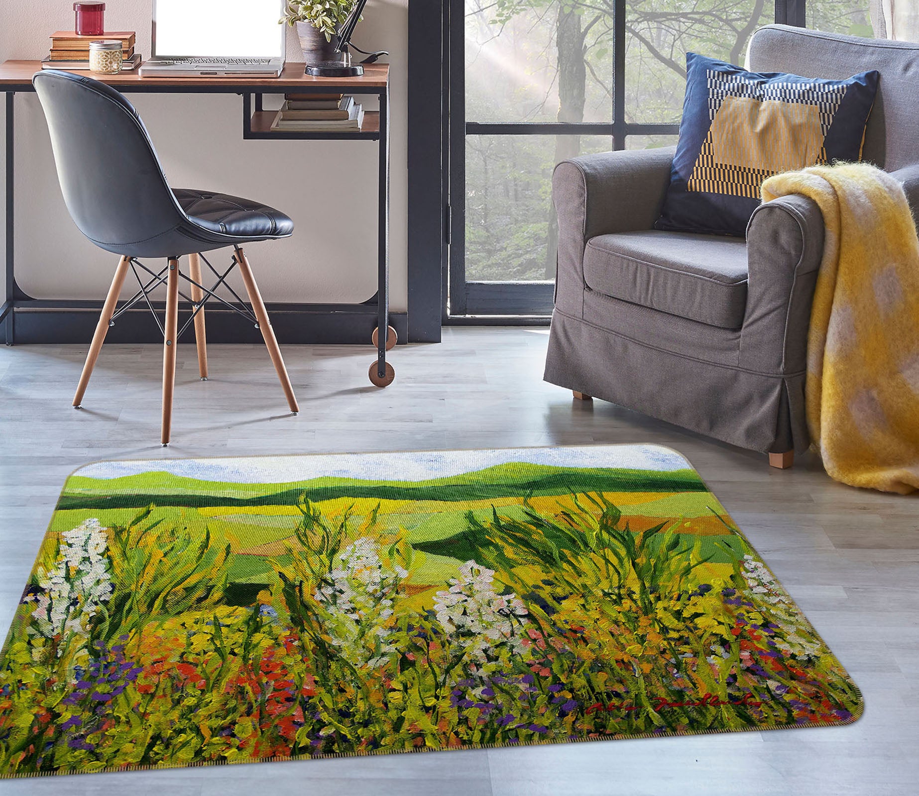 3D Summer Field 1098 Allan P. Friedlander Rug Non Slip Rug Mat