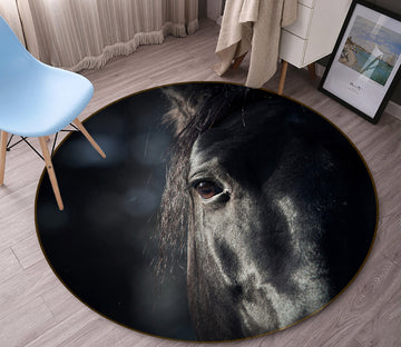 3D Dark Horse 37183 Animal Round Non Slip Rug Mat