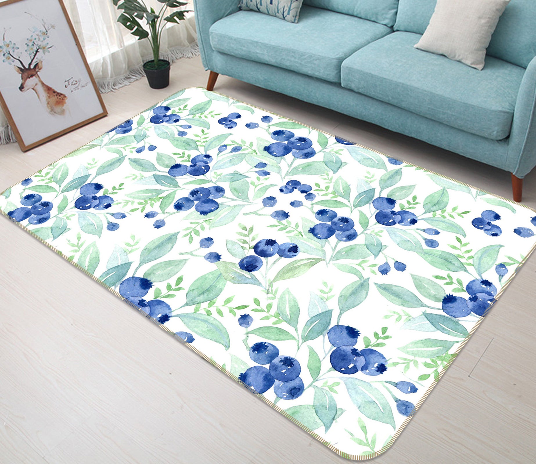 3D Blueberry Fruit 119 Uta Naumann Rug Non Slip Rug Mat