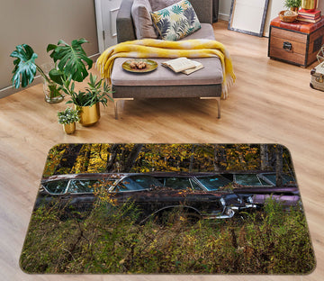 3D Forest Black Car 1003 Jerry LoFaro Rug Non Slip Rug Mat