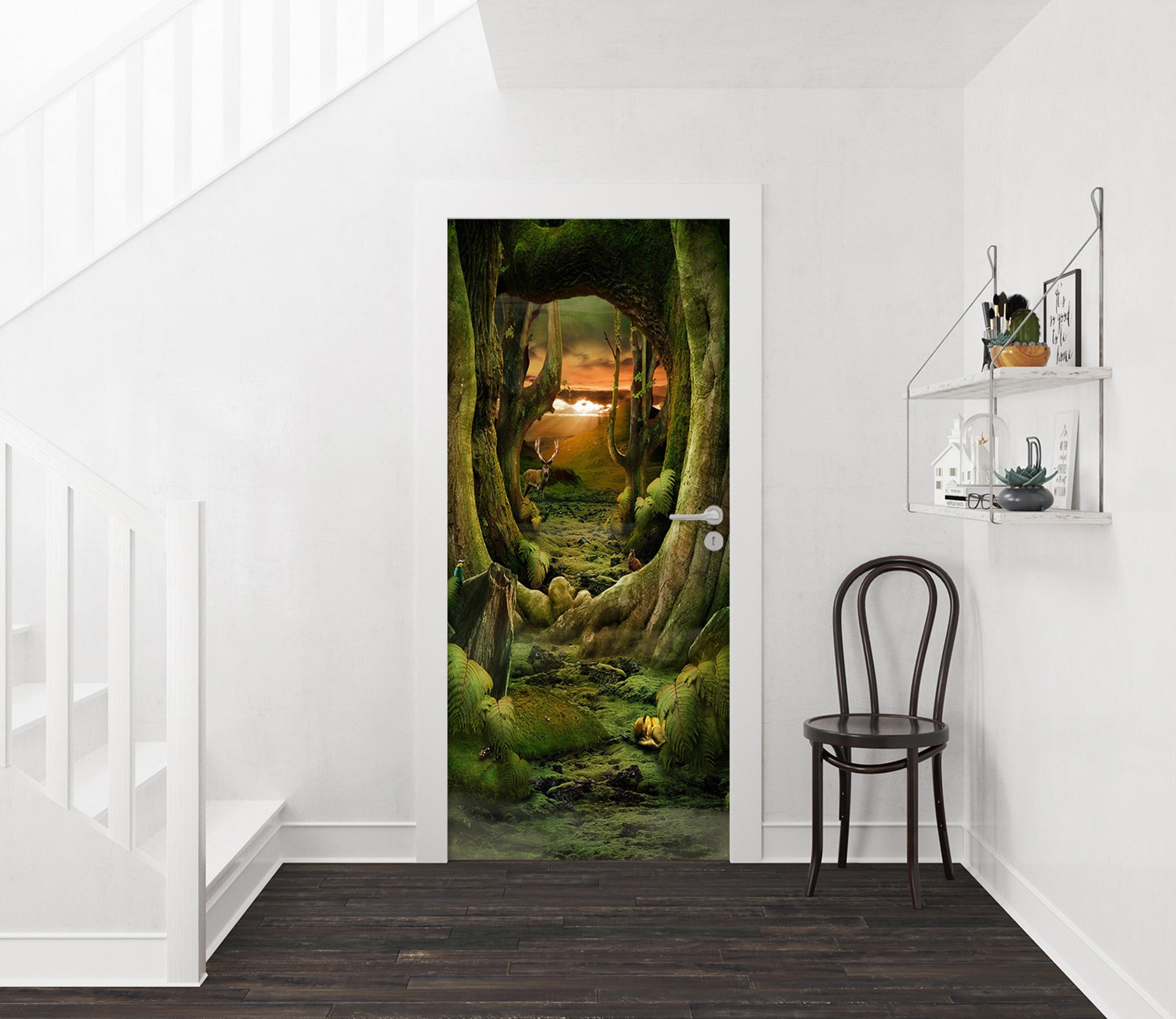 3D Stone Tree Cave 23082 Door Mural