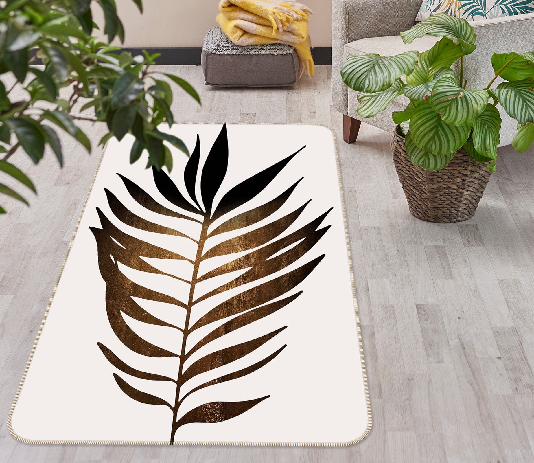 3D Black Leaves 1075 Boris Draschoff Rug Non Slip Rug Mat