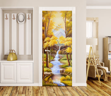 3D Forest Stream Water 23068 Door Mural