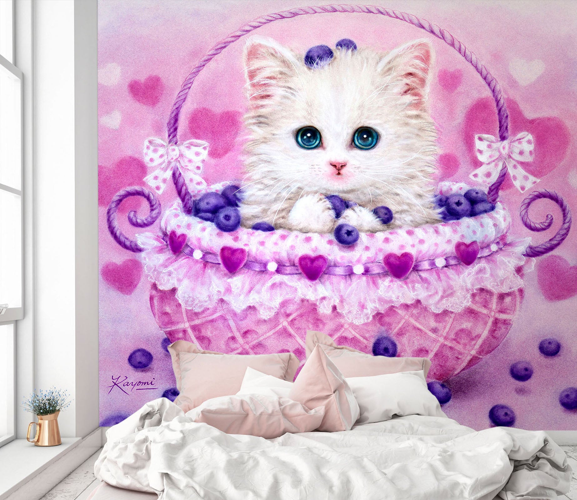 3D Blueberry Cat 5413 Kayomi Harai Wall Mural Wall Murals