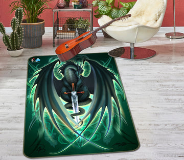 3D Green Dragon 8241 Ruth Thompson Rug Non Slip Rug Mat