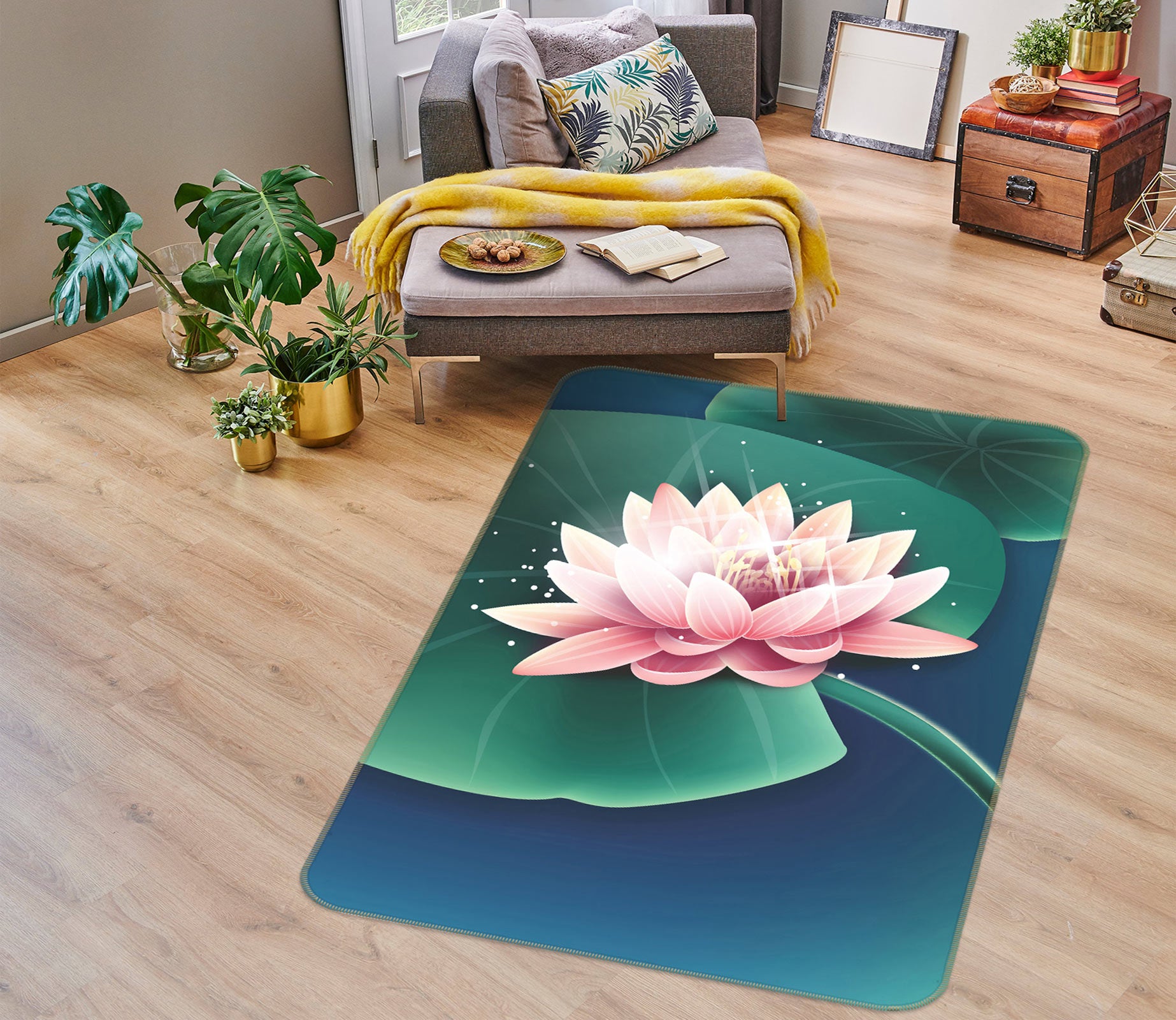 3D Lotus 76189 Non Slip Rug Mat