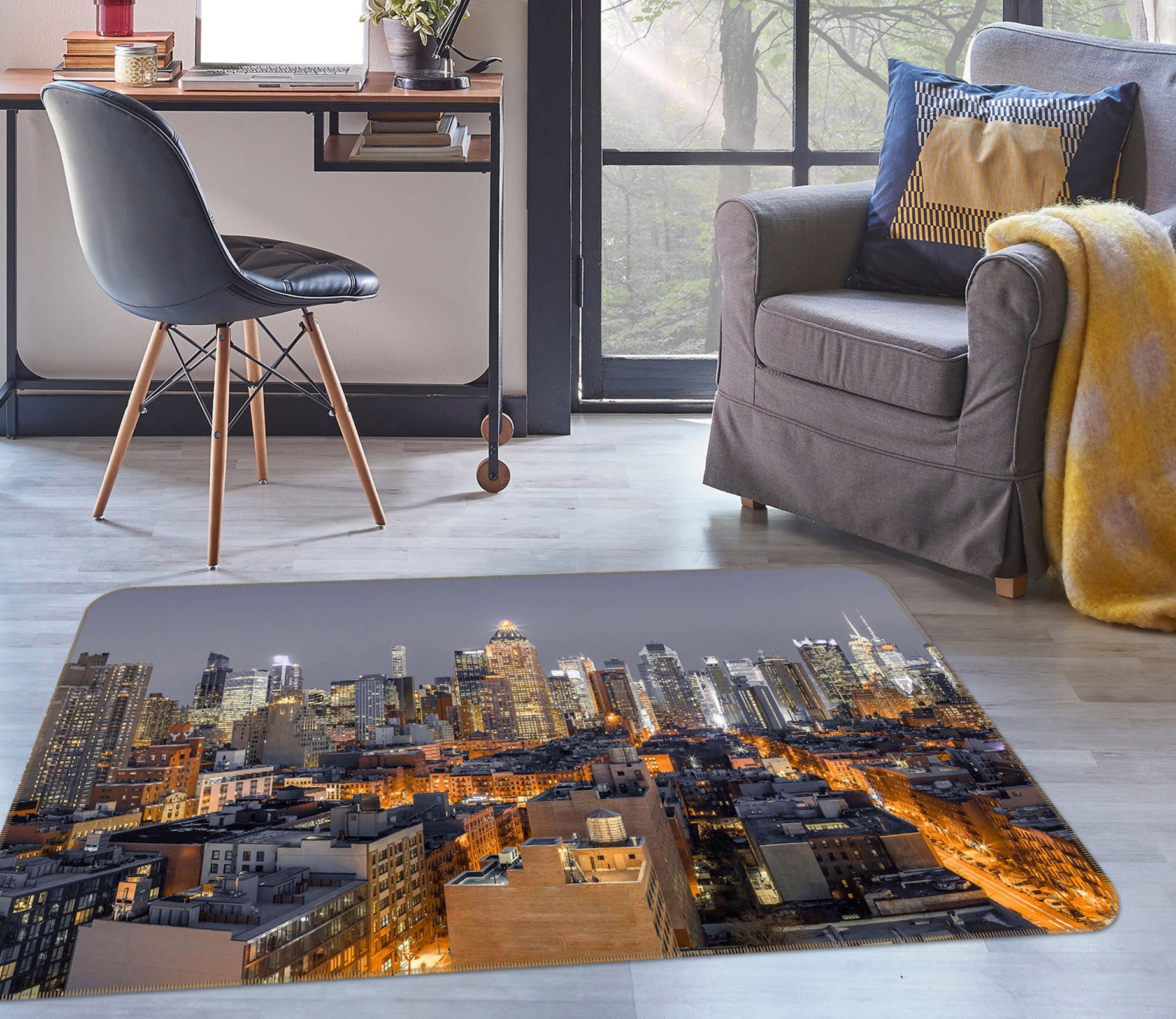 3D Night City 125 Assaf Frank Rug Non Slip Rug Mat