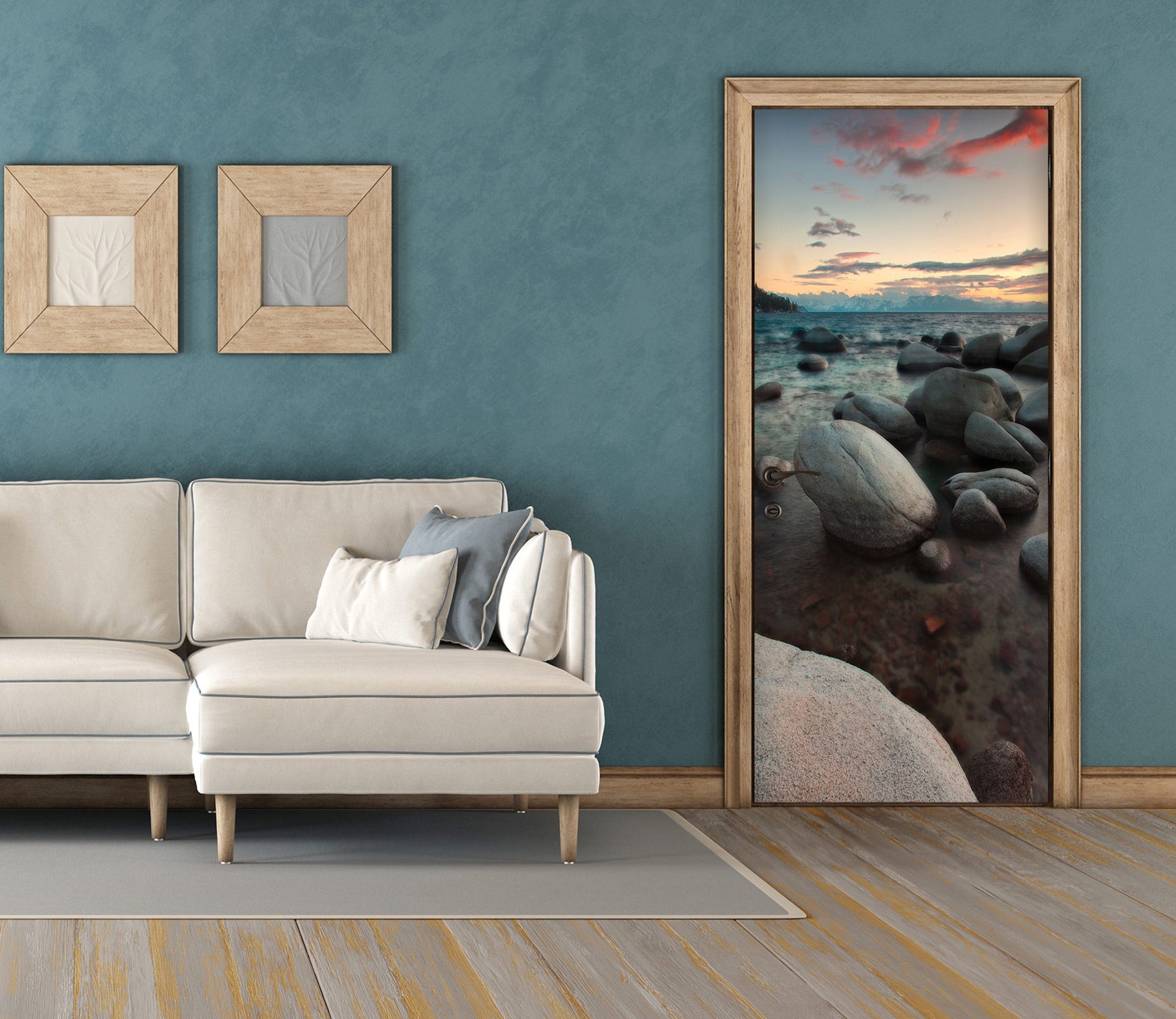 3D Big Stone Sea 123 Door Mural