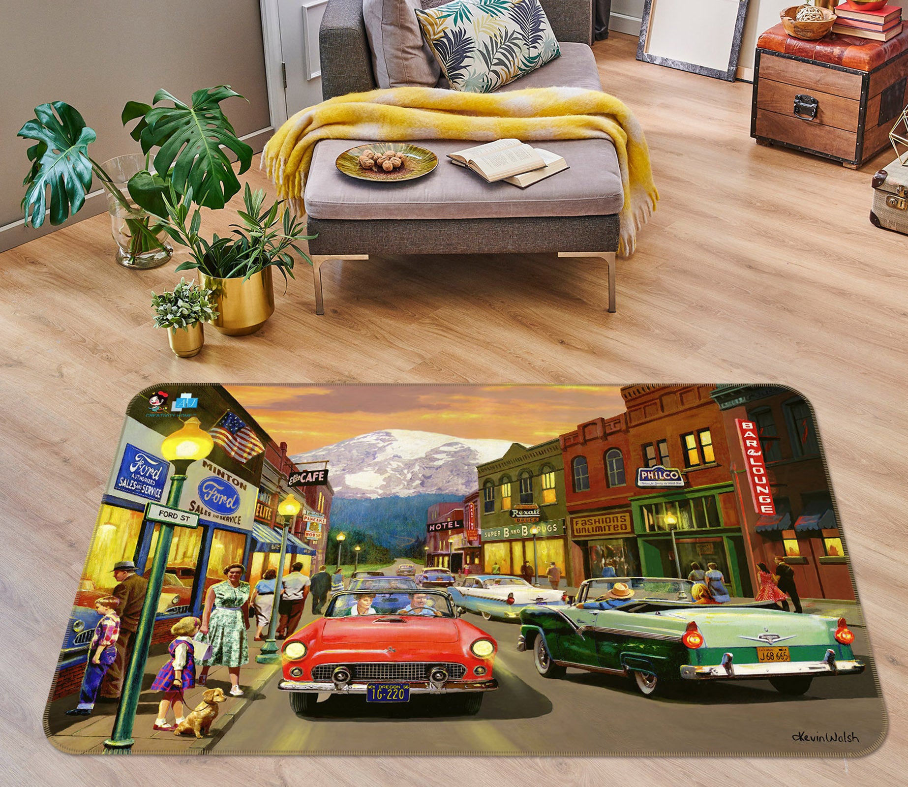 3D Street Shopping 026 Kevin Walsh Rug Non Slip Rug Mat