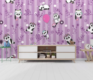 3D Panda Flower WC1718 Wall Murals