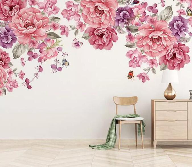 3D Pink Flowers 203 Wall Murals Wallpaper AJ Wallpaper 2 