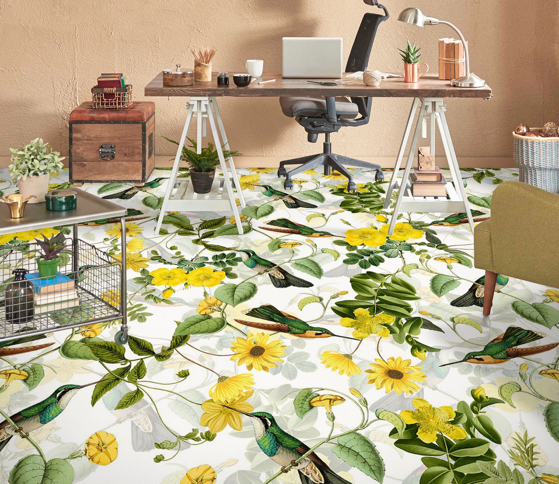 3D Yellow Flowers Daisies 10018 Uta Naumann Floor Mural