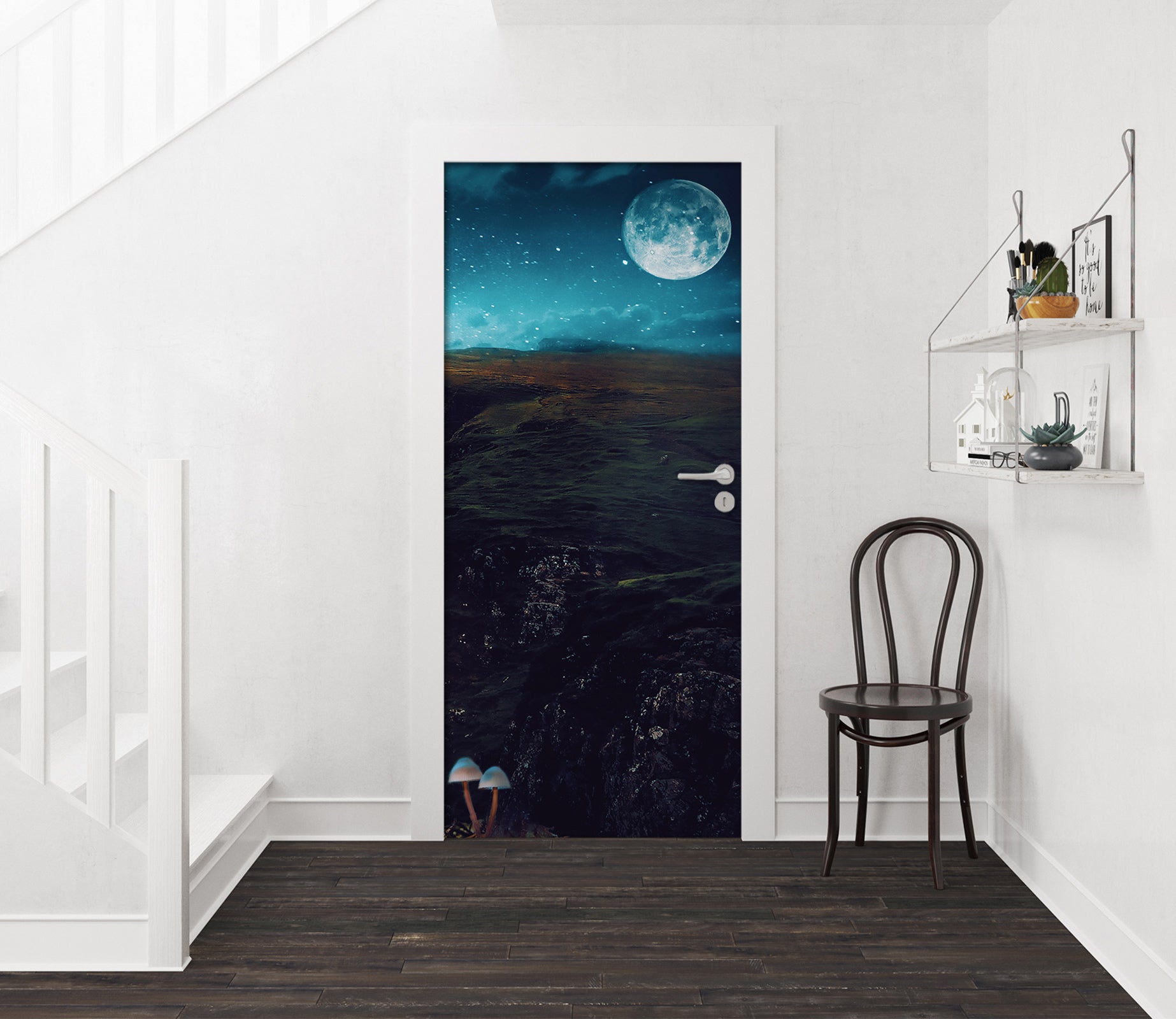 3D Moon Starry Sky Mushroom 107193 Beth Sheridan Door Mural