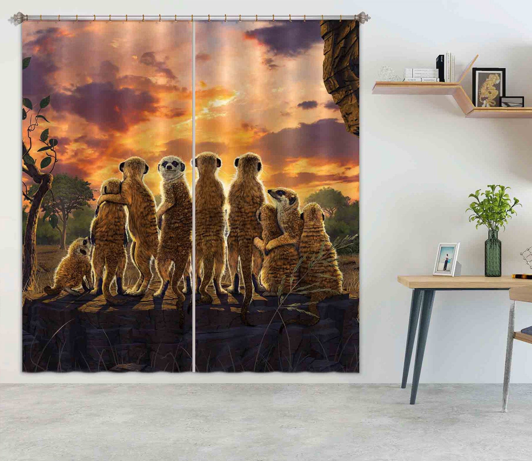 3D Meerkats Def 052 Vincent Hie Curtain Curtains Drapes Curtains AJ Creativity Home 