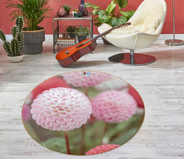 3D Pink Hydrangea 7511 Assaf Frank Rug Round Non Slip Rug Mat