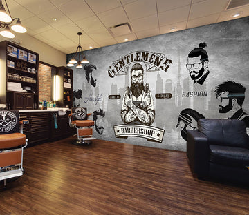 3D Focus On Hair Cutting 1467 Barber Shop Wall Murals