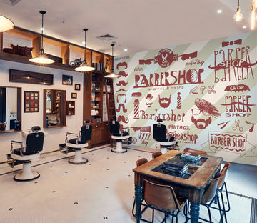 3D Hair Scissors 115136 Barber Shop Wall Murals