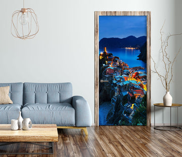 3D Mountain House Night View 23073 Door Mural