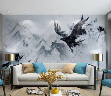 3D Black Eagle WC2351 Wall Murals