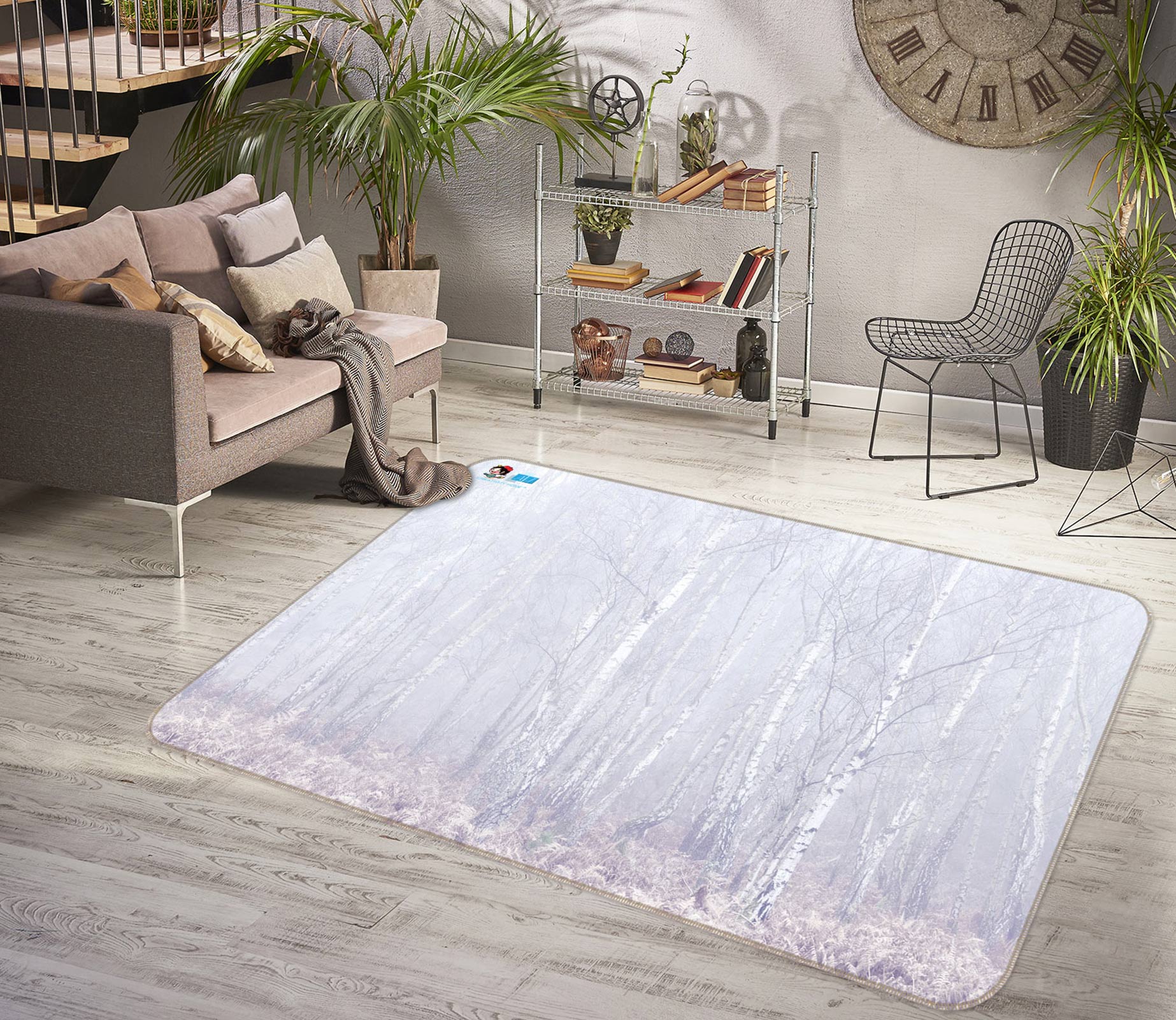 3D Foggy Forest 6881 Assaf Frank Rug Non Slip Rug Mat