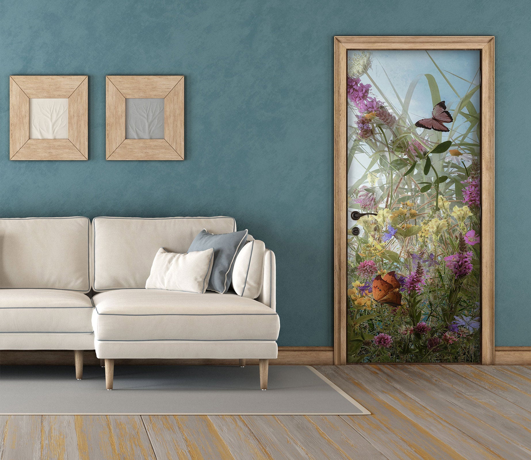 3D Flowers Bush Bird 107188 Beth Sheridan Door Mural