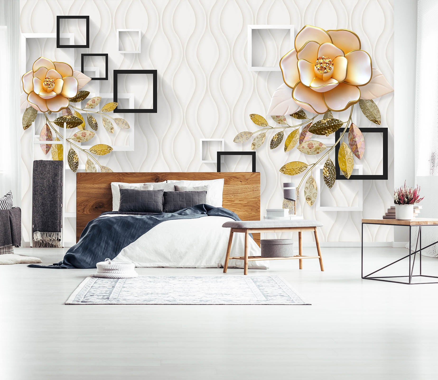 3D Flower Square 1632 Wall Murals