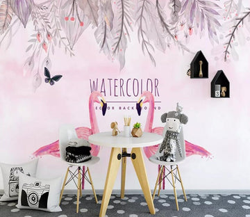 3D Pink Flamingo 536 Wall Murals Wallpaper AJ Wallpaper 2 