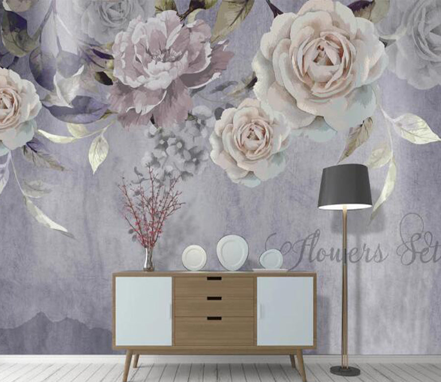 3D Purple Peony WC2102 Wall Murals