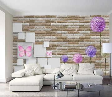 3D Violet Butterfly WC213 Wall Murals