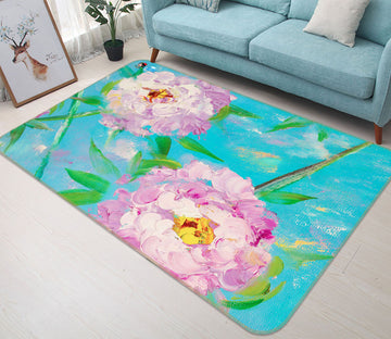 3D Pink Flower Leaves 1214 Skromova Marina Rug Non Slip Rug Mat