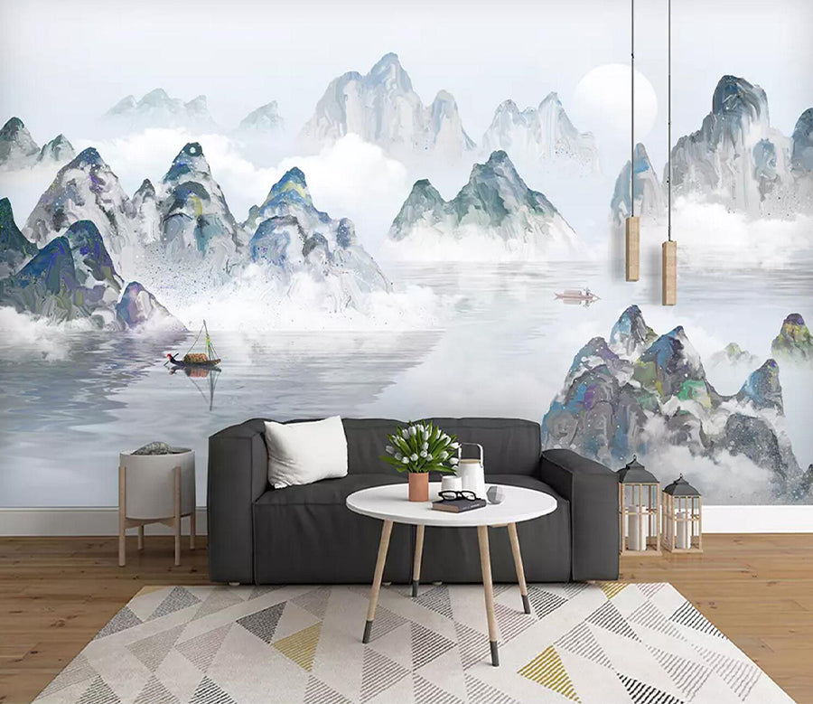 3D Valley Lake WC620 Wall Murals