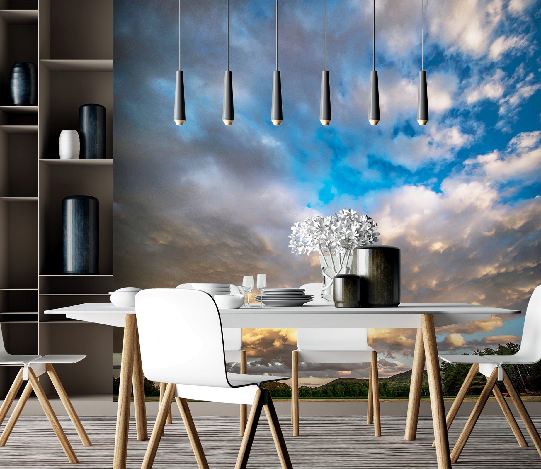 3D Blue Sky White Clouds 85003 Jerry LoFaro Wall Mural Wall Murals