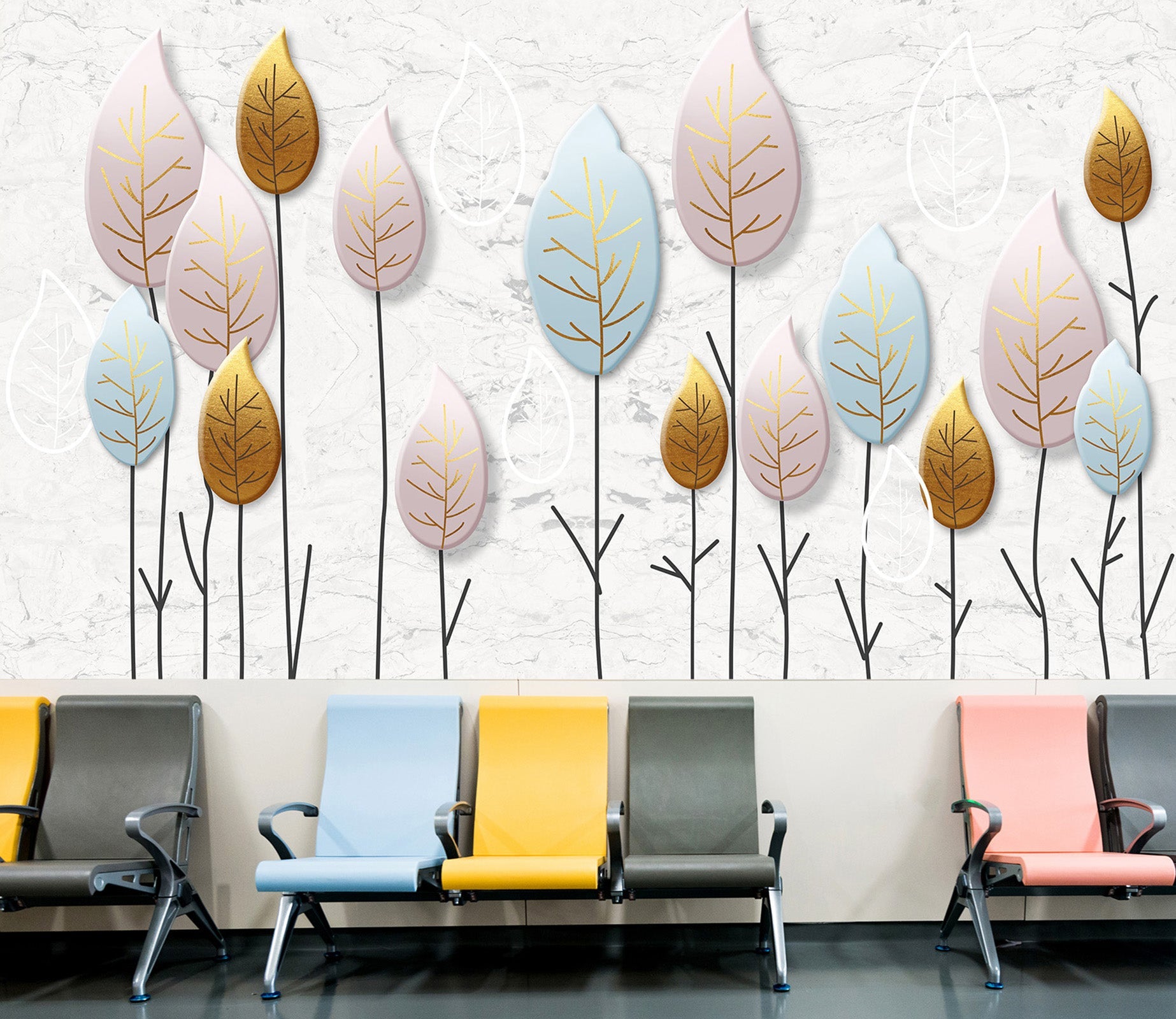 3D Colored Leaves 026 Wall Murals Wallpaper AJ Wallpaper 2 