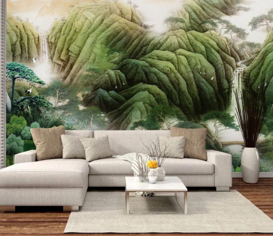 3D Green Mountain WC1453 Wall Murals