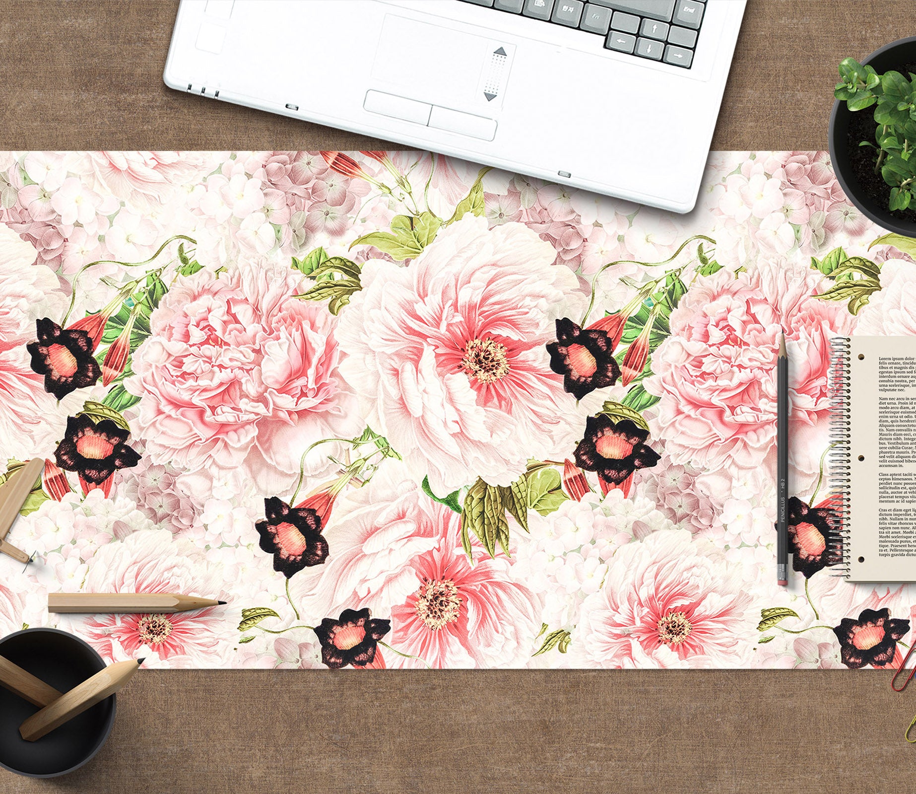 3D Pink Flowers 120170 Uta Naumann Desk Mat