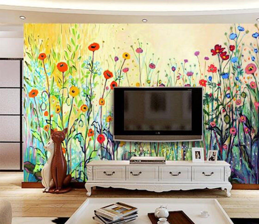 3D Graffiti Flower Color WC117 Wall Murals