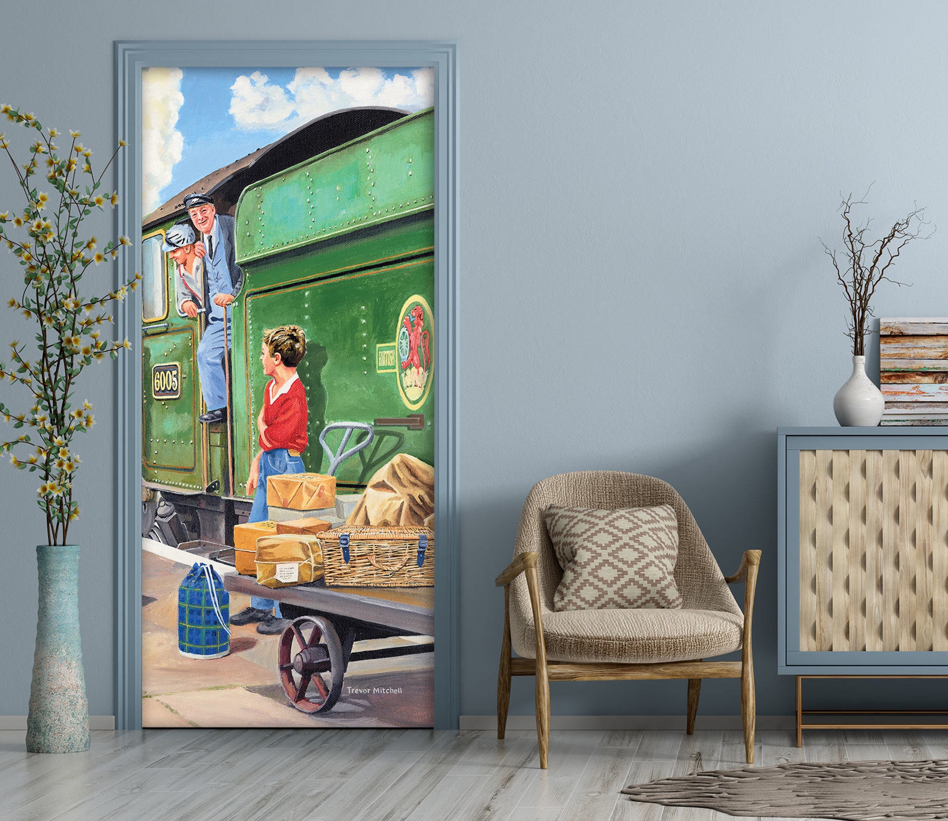 3D Green Train 103179 Trevor Mitchell Door Mural