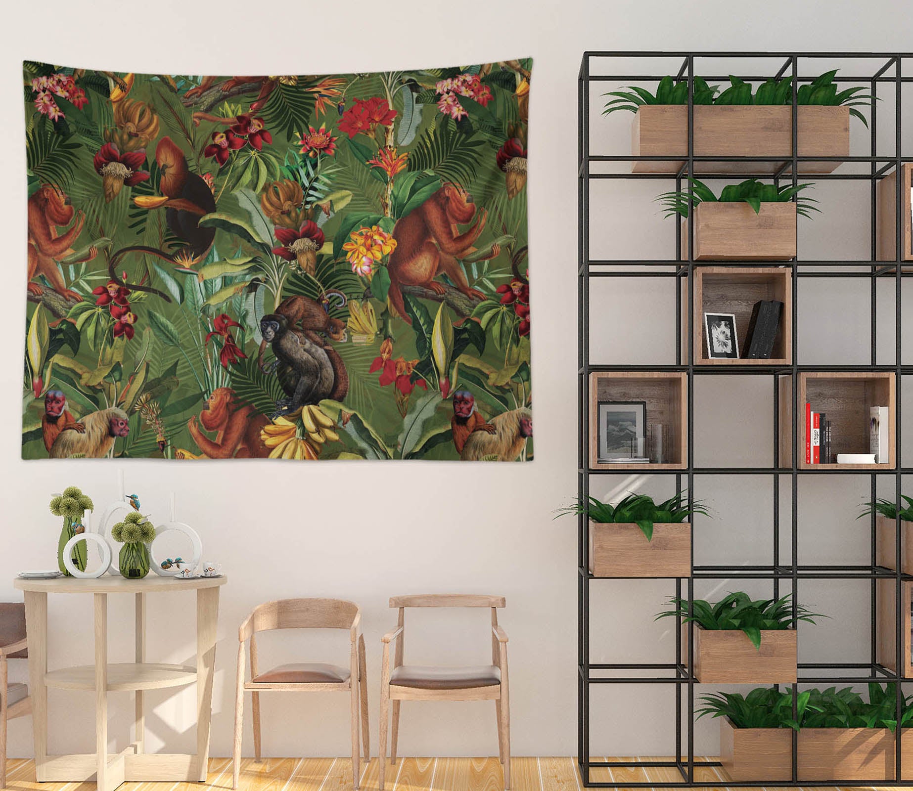 3D Monkey Leaves 5309 Uta Naumann Tapestry Hanging Cloth Hang