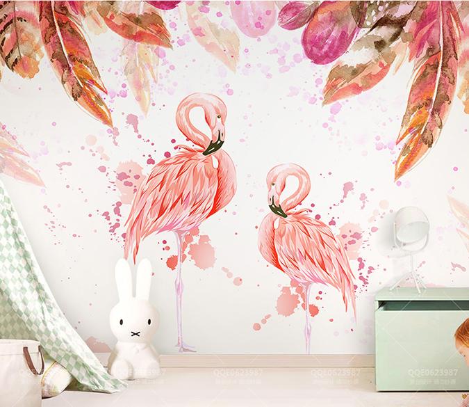 3D Pink Flamingo 210 Wall Murals Wallpaper AJ Wallpaper 2 