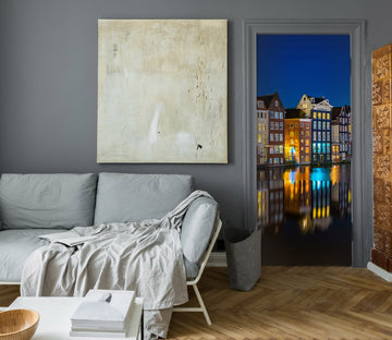 3D Night Light Building River 11408 Marco Carmassi Door Mural