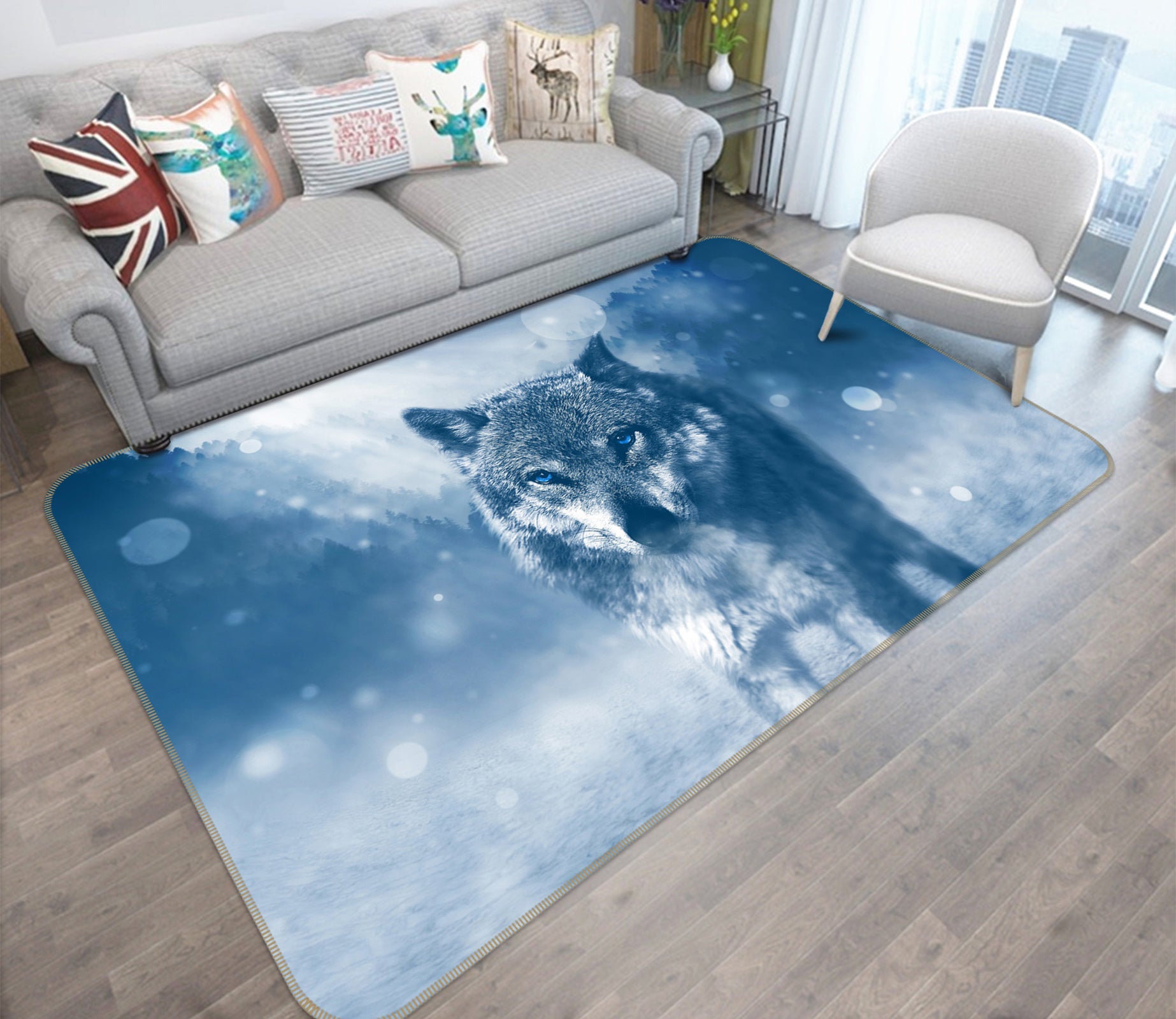 3D Snow Wolf 82168 Animal Non Slip Rug Mat