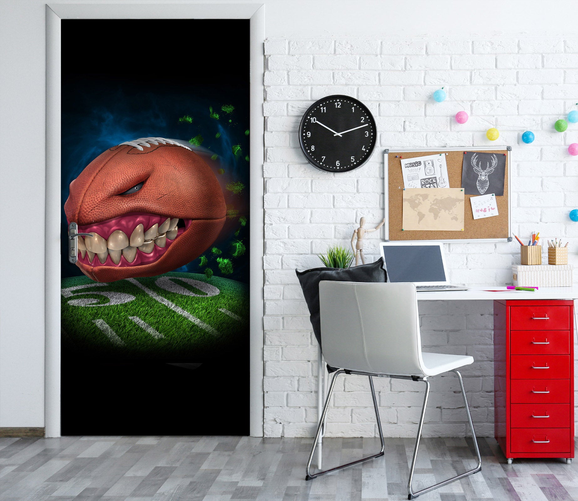 3D Rugby Teeth 619 Tom Wood Door Mural