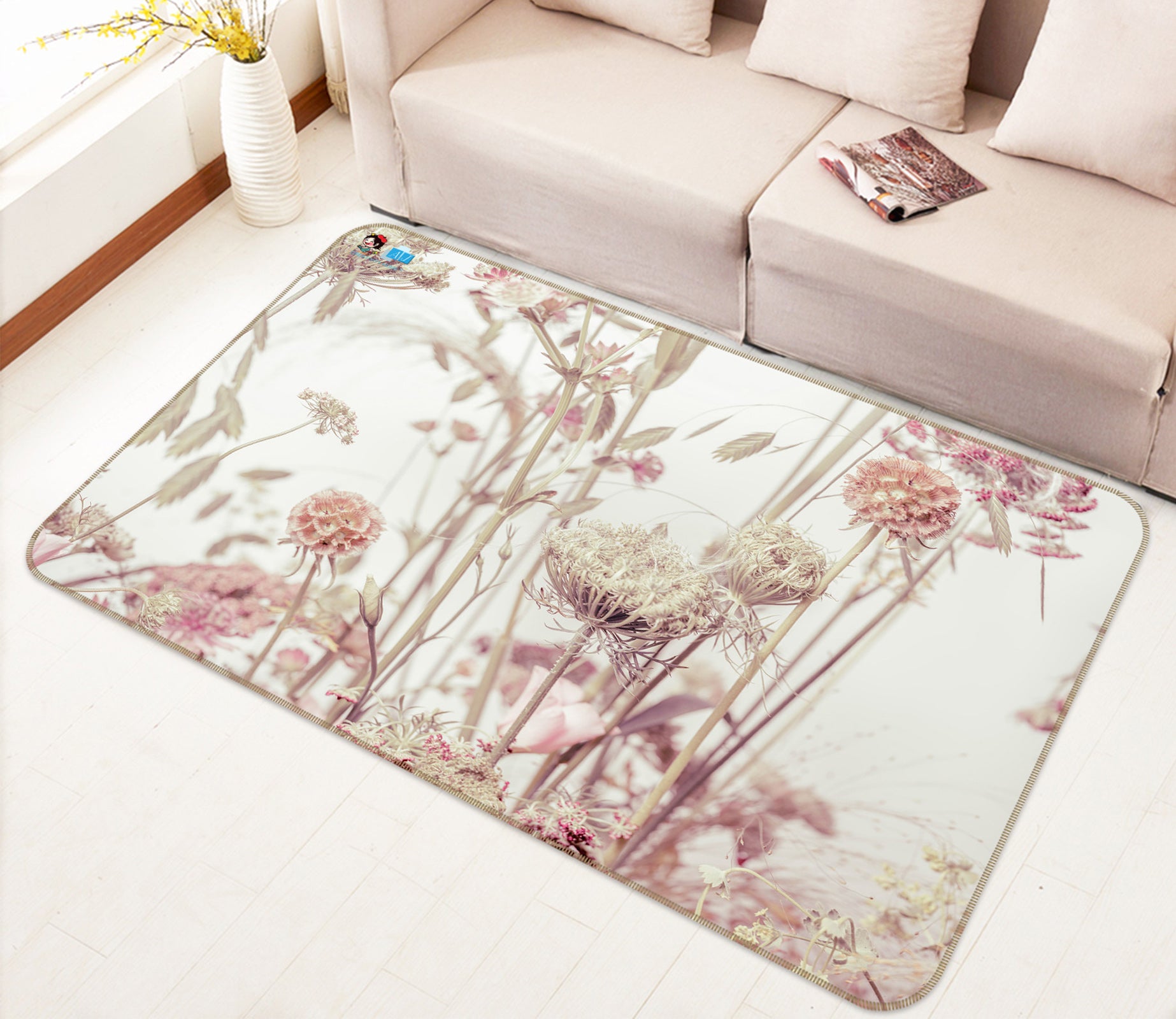 3D Flower Petals 6870 Assaf Frank Rug Non Slip Rug Mat