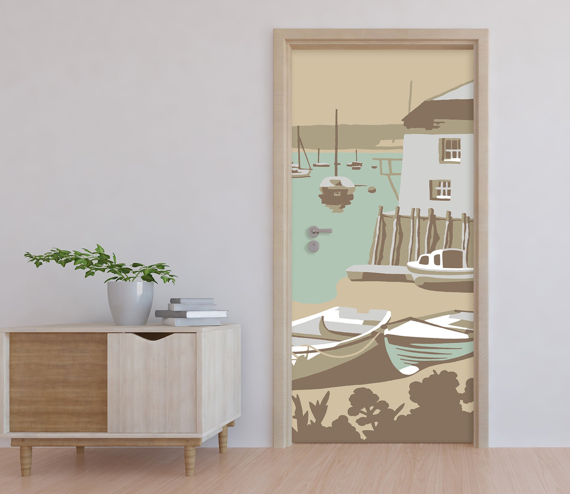 3D Shore Boat 9261 Steve Read Door Mural