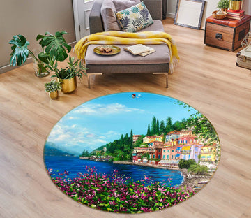 3D Sea Color House 790 Skromova Marina Rug Round Non Slip Rug Mat