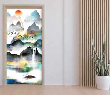 3D Mountain River 21216 Door Mural