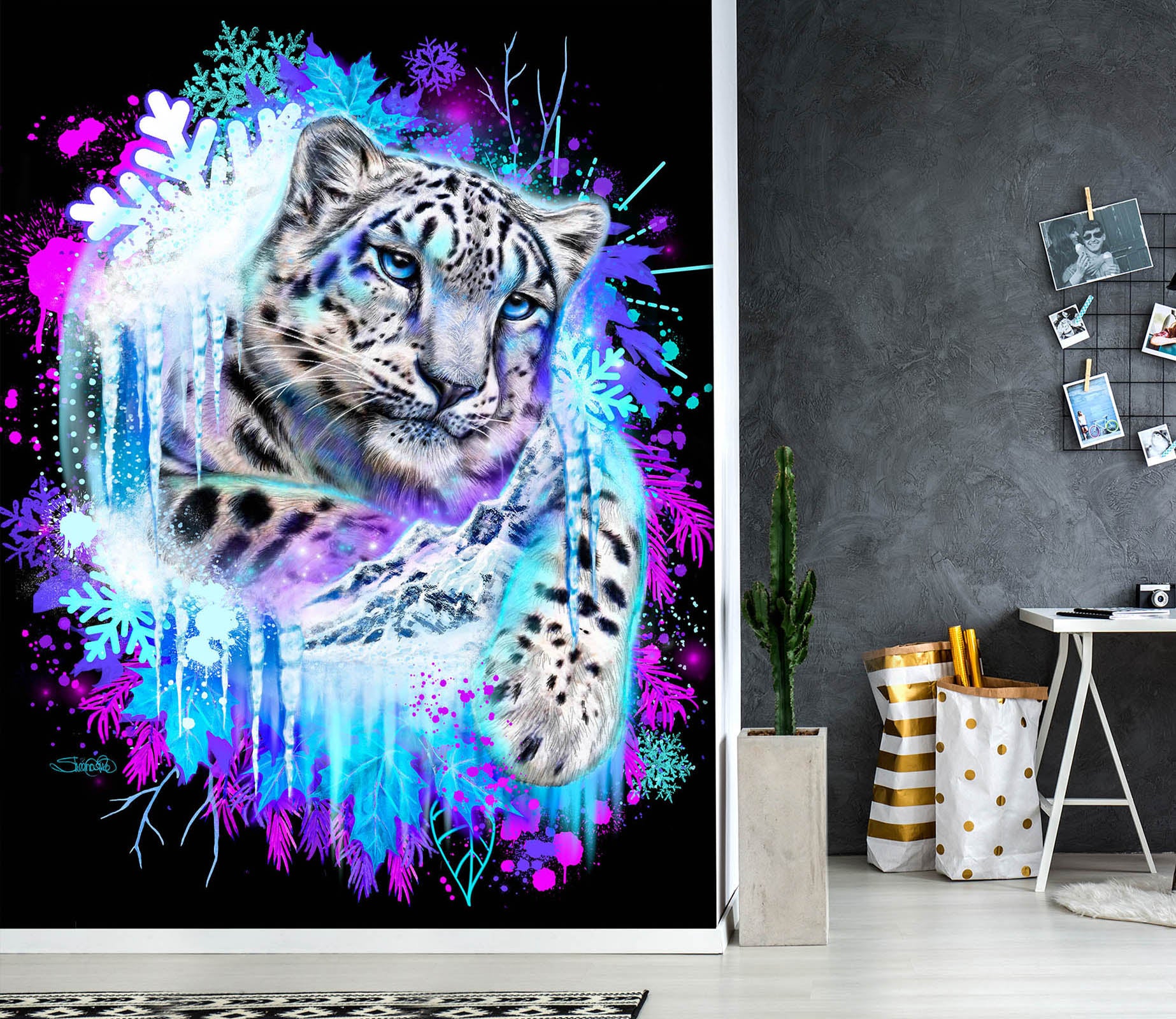 3D Snowflake Leopard 8466 Sheena Pike Wall Mural Wall Murals